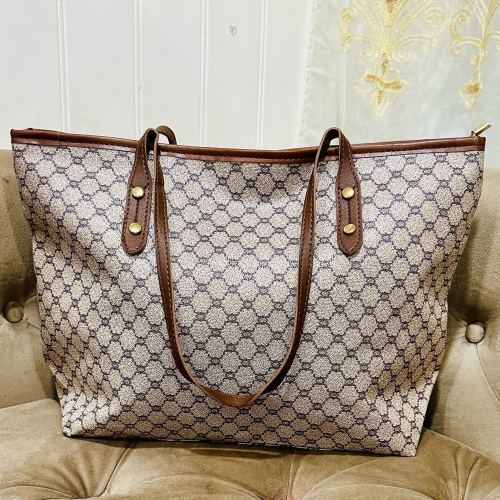 Elegant Brown Patterned Tote Bag